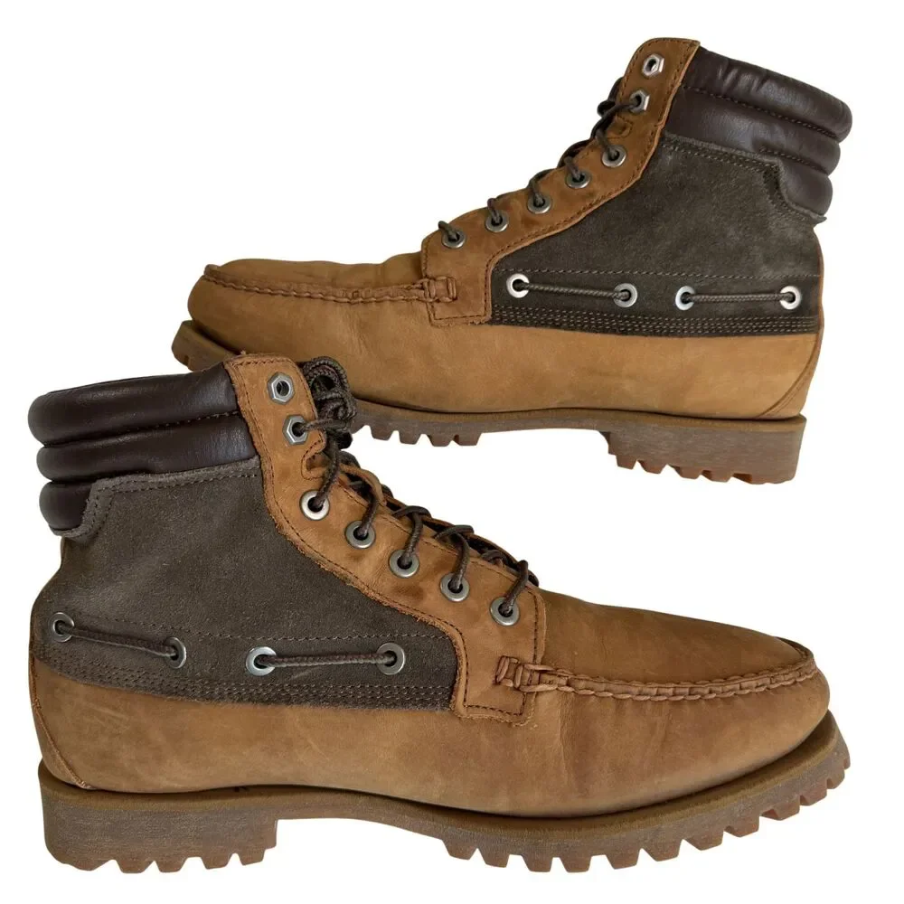 Timberland Men's AE Oakwell Nubuck Leather Mid Moc Toe Boots Size 11 Brown Green